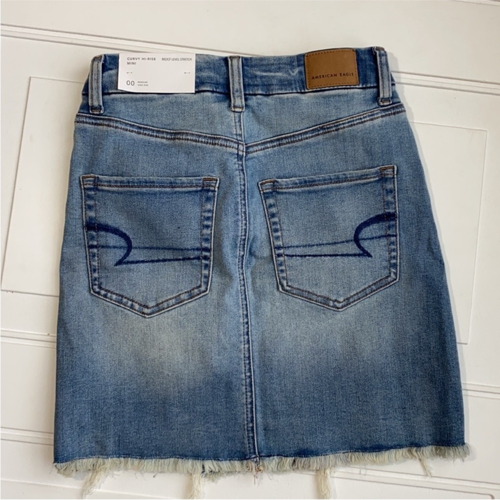 NWT American Eagle Curvy High Rise Mini Denim Skirt Size 00 - Picture 5 of 7
